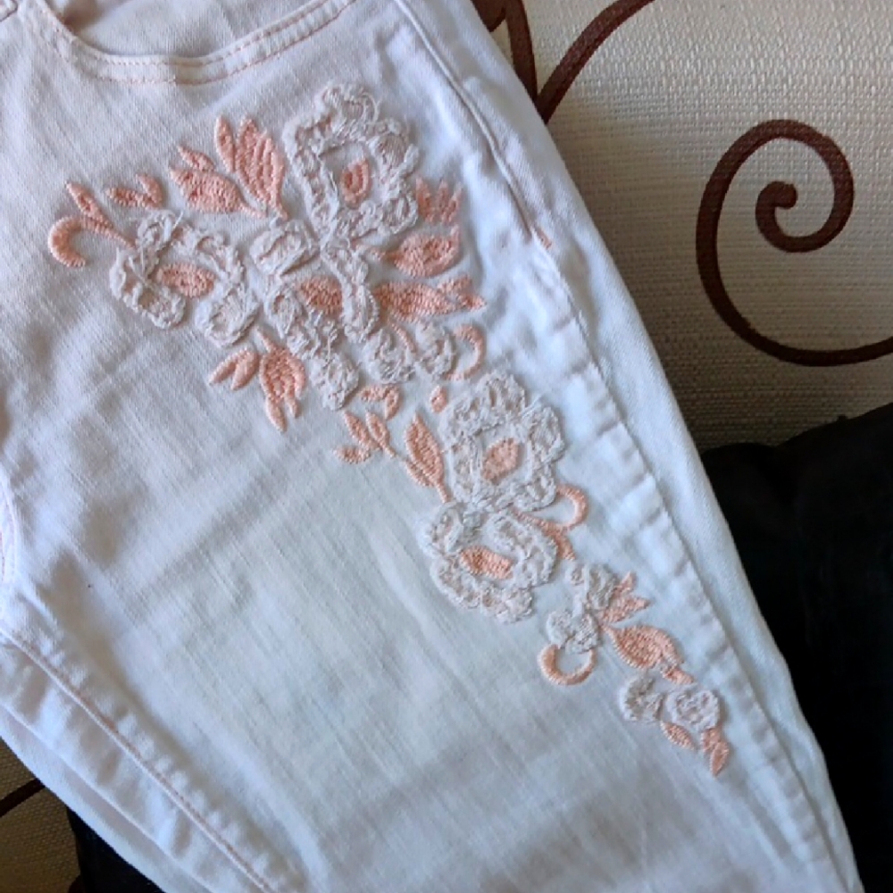 Pink Jeans with Pink Embroidery